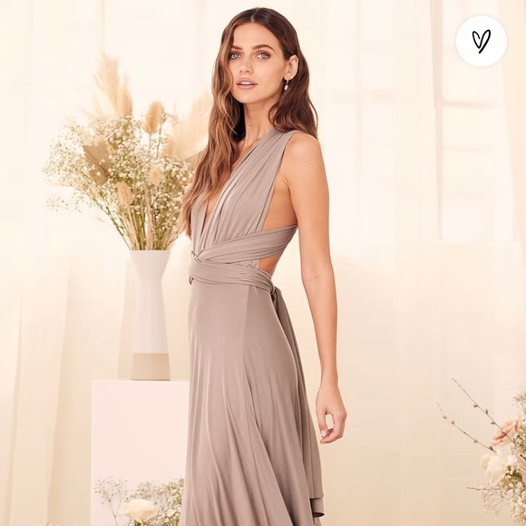 Lulu’s Tricks of the Trade Maxi Dress in Taupe. Worn once, excellent condition. - Picture 4 of 5